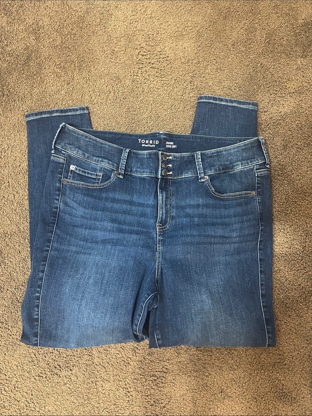 torrid Medium Wash Skinny Jeans with Double-Button Waist